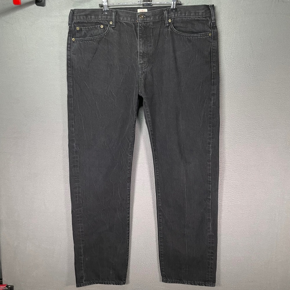 Dockers‎ Mens 40x32 Black Jeans Straight Leg Faded Denim Button Fly
